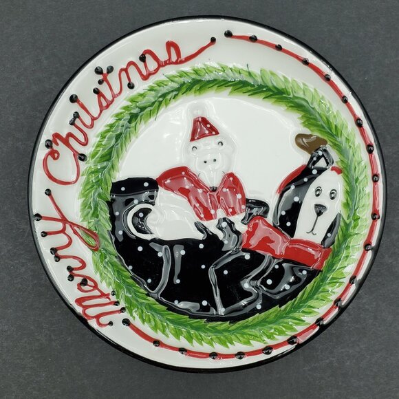 Boyds Home Kitty and Buddy Mini Plates Boyd's Christmas Holiday Cat Polar Bear - Picture 7 of 10